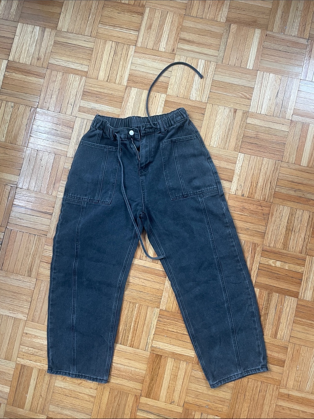 Womens Black Casual barrel jeans